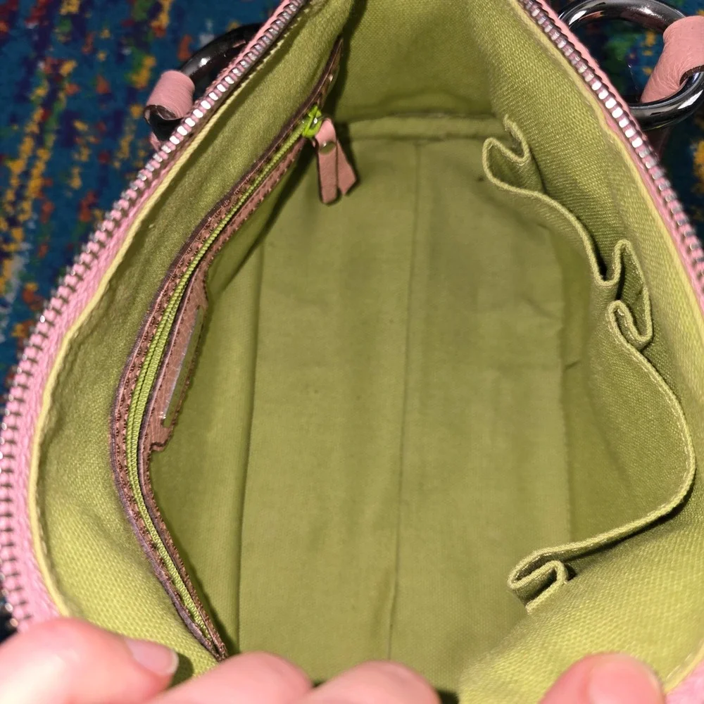 VTG Isabella Fiore Satchel Pink Pebbled Leather‎ Crossbody Handbag